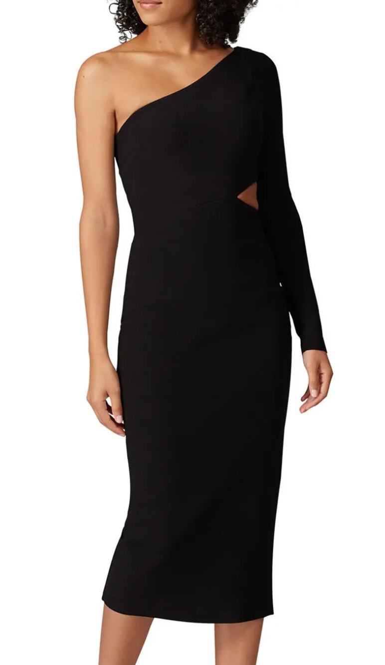 Bec & Bridge Black Cocktail Bodycon Dress XS Midi Cutout Party Designer $260